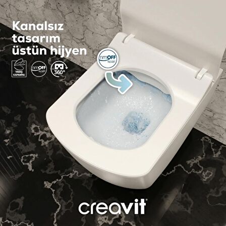 Creavit Eg321 Elegant Kanalsız Asma Klozet, Creavit Yavaş Kapanan Kapak