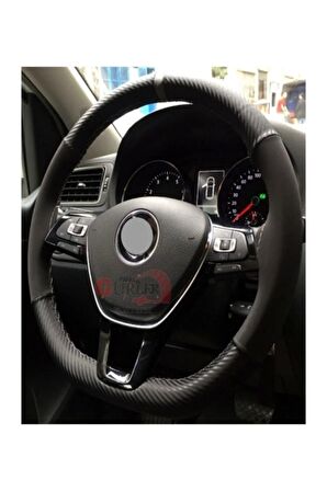 Fiat Egea Uyumlu Direksiyon Kılıfı Karbon - Alkantra Gri Yüzüklü Gri İpli