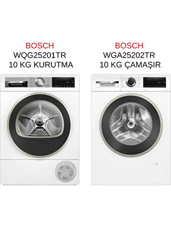Bosch WQG25201TR - WGA25202TR 10 kg Kurutma ve 10 kg Çamaşır Makinesi 2'li Set