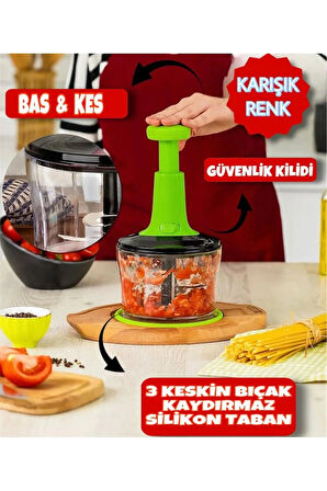 Karışık Renk Çelik Bıçaklı Basmalı El Rondosu | Rondo Blender