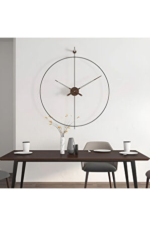 ElissaTime 60 Cm Siyah Modern Dekoratif Metal Duvar Saati