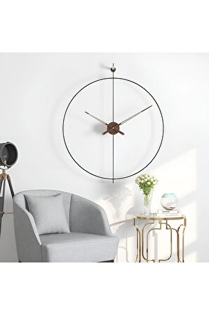 ElissaTime 60 Cm Siyah Modern Dekoratif Metal Duvar Saati