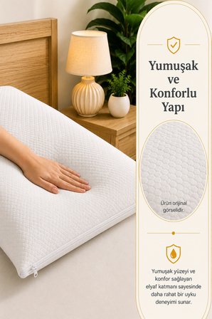2'Li Su Geçirmez Yastık Alezi 50x70 cm | Fermuarlı Yastık Koruyucu Kılıfı | Micro Kumaş | Terletmez | Beyaz