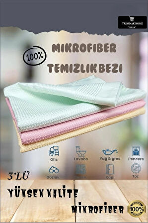 3’LÜ MİKROFİBER DEKORATİF YÜZEY TEMİZLİK BEZİ 