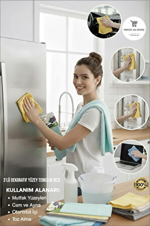 3’LÜ MİKROFİBER DEKORATİF YÜZEY TEMİZLİK BEZİ 