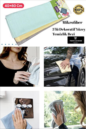 3’LÜ MİKROFİBER DEKORATİF YÜZEY TEMİZLİK BEZİ 