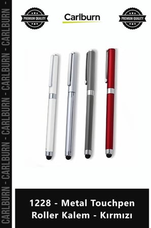 Özel Üretim Promosyon Logolu Kurumsal Lüks Şık Metal 1228 Metal Touchpen Roller Kalem Kırmızı