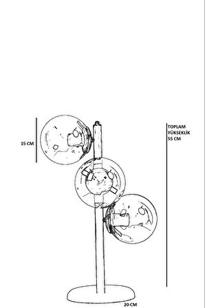 SİMAY 3 LÜ ESKİTME BAL CAMLI MASA LAMBASI