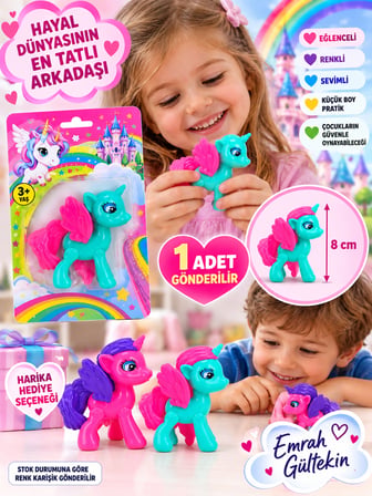 8 cm Mini Oyuncak Sevimli Pony Figür 1 Adet Renkli Çocuk Oyuncağı Eğlenceli Hediye Paketinde