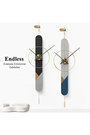Lacivert Endless Masif Lake Metal Duvar Saati , Modern Dekoratif Metal Lake Duvar Saati