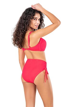 Endeep Kadın Fiyonk Detaylı Pembe Büyük Beden Bikini Takımı