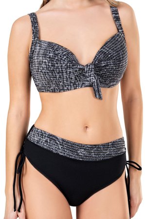 Endeep Kadın Büyük Beden Balenli Siyah Desenli Bikini Takımı