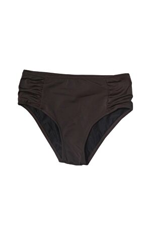 Endeep Kadın Büzgülü Kalın Kenarlı Kahverengi Bikini Altı