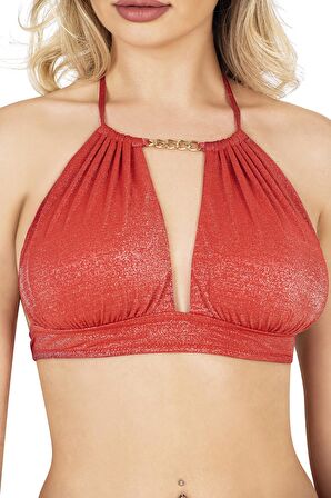 Endeep Kadın Zincir Aksesuarlı Kırmızı Bikini Takımı