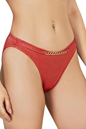 Endeep Kadın Zincir Aksesuarlı Kırmızı Bikini Takımı