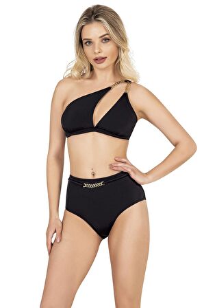 Endeep Kadın Zincir Aksesuarlı Siyah Bikini Takımı