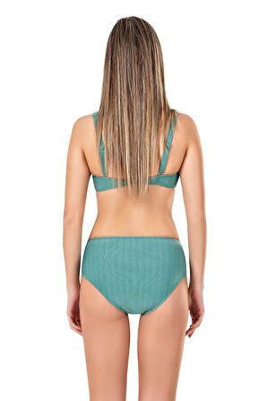 Endeep Kadın Büzgü Detaylı Yeşil Simli Bikini Takımı