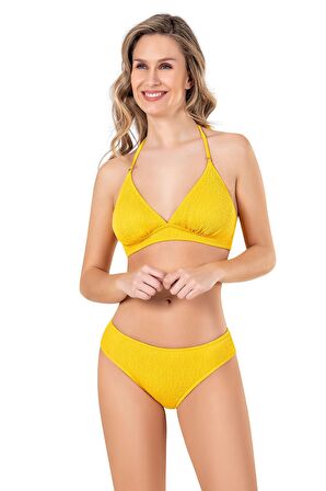 Endeep Kadın Nervürlü Sarı Bikini Takımı