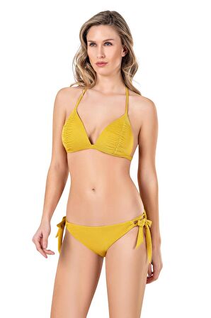 Endeep Kadın Yarım Dolgulu Üçgen Hardal Bikini Takımı
