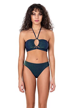 Endeep Kadın Boyundan Bağlamalı Simli Straplez Bikini Takımı