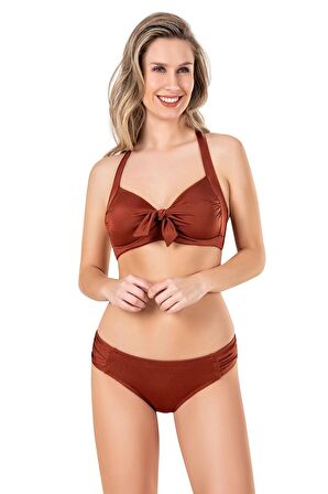 Endeep Kadın Fiyonk Detaylı Kiremit Bikini Takımı