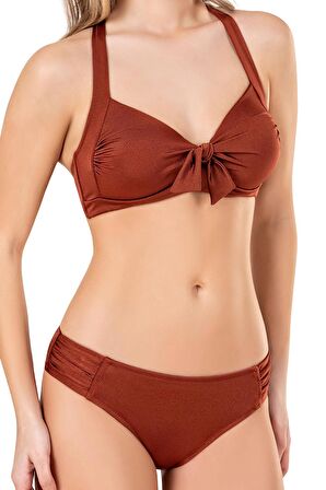 Endeep Kadın Fiyonk Detaylı Kiremit Bikini Takımı