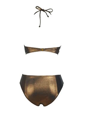 Endeep Kadın Tünelli Metalik Kahverengi Bikini Takımı
