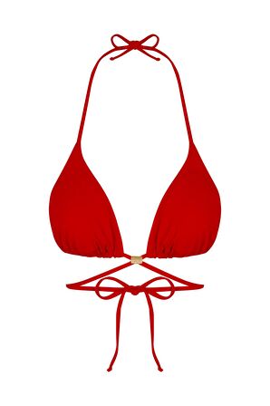 Beria Kadın Çapraz Bağlama Detaylı Üçgen İpli Kırmızı Bikini Takımı