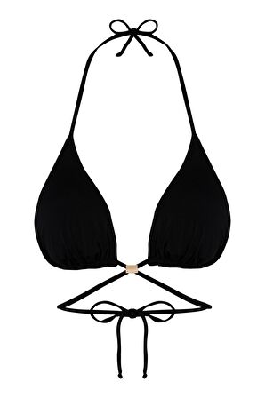 Beria Kadın Çapraz Bağlama Detaylı Üçgen İpli Siyah Bikini Takımı