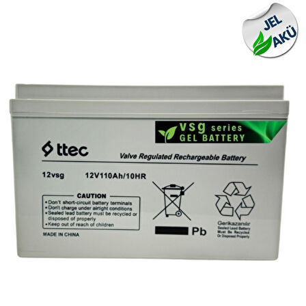 TTEC 12V 110Ah Jel Akü Sera Güneş Enerji Depolama Uzun Ömürlü Özel Seri