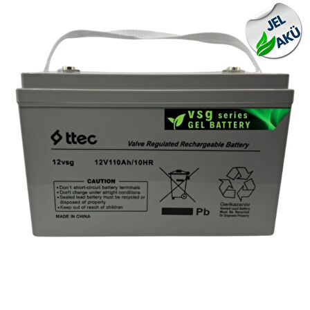 TTEC 12V 110Ah Jel Akü Güneş Paneli Depolama İçin Derin Döngü Solar Akü