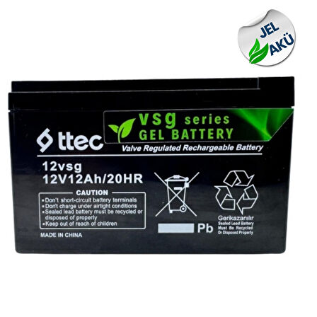 TTEC 12V 12Ah Jel Akü – Enerji Depolama ve UPS Uygulamaları İçin