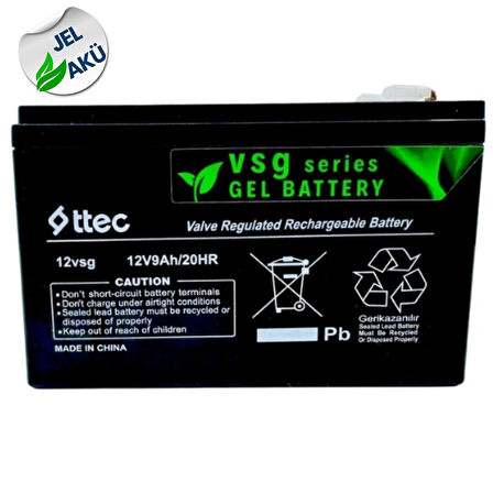 TTEC 12 Volt 9Ah Jel Akü – Kompakt Boyut, Güçlü Çıkış, Uzun Ömür