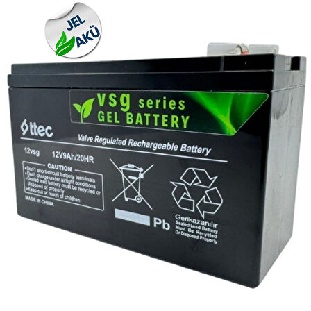 TTEC 12 Volt 9Ah Jel Akü – Kompakt Boyut, Güçlü Çıkış, Uzun Ömür