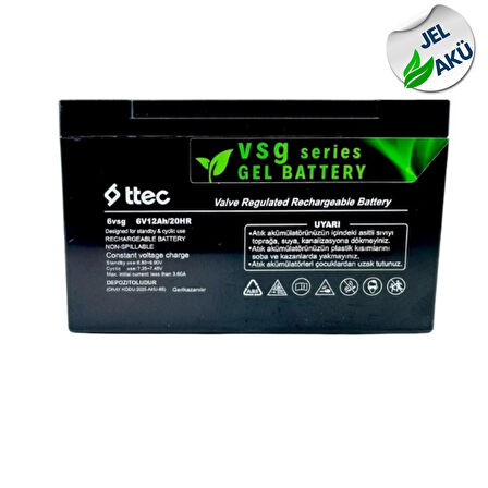 TTEC 6V 12Ah Uzun Ömürlü Jel Akü – Akülü Oyuncaklar İçin Uygun
