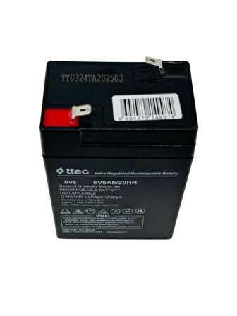 Ttec 6V 5Ah Akü - Alarm Paneli ve Elektrikli Süpürgeye Uyumlu