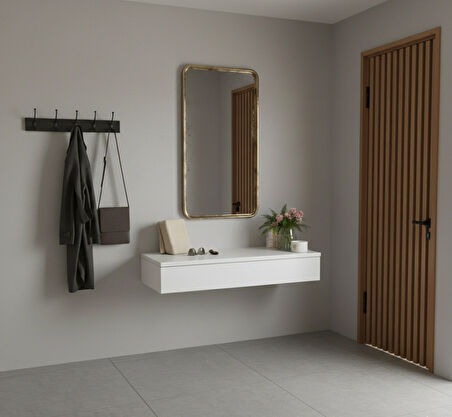 Makyaj Masası Dresuar MDF Çekmeceli Duvara Montajlı Dolap 80 cm