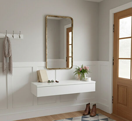 Makyaj Masası Dresuar MDF Çekmeceli Duvara Montajlı Dolap 80 cm