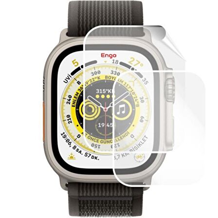 Engo Apple Watch Uyumlu  Ultra 49MM Ekran Koruyucu Şeffaf TPU Film 2 Adet