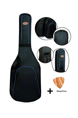 Uyumlu Elektro Gitar Kılıfı Taşıma Çantası Gigbag Softcase + Ahşap Pena