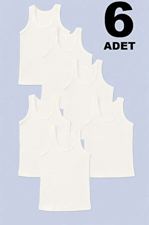 Erkek Çocuk Atleti %100 Pamuk Oval Yaka 6'lı Paket