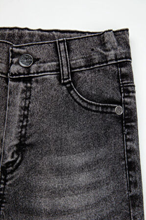 Çift Cepli Fermuarlı Klasik Kot Erkek Çocuk Şortu