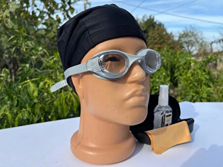 Yetişkin Yüzücü Gözlüğü – Buğu Karşıtı Silikon Çerçeve, Kılıf + Sprey + Bez Hediyeli