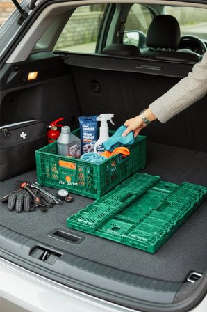 Katlanır Plastik Kasa 60x40x20 cm, Bagaj Düzenleyici, Saklama ve Reyon Manav Kasası Çok Amaçlı Sepet