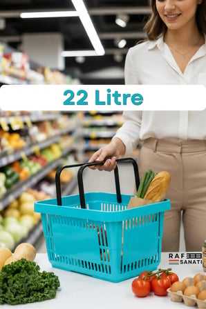 5 ADET / 22 Litre Plastik Market Alışveriş Sepeti Profesyonel Market Mağaza El Sepeti Turkuaz