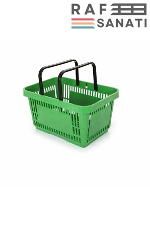 22 Litre Plastik Market Alışveriş Sepeti Saplı Dayanıklı Profesyonel Market Mağaza El Sepeti Yeşil