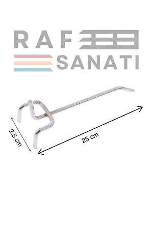 10 Adet Fon Kancası Delikli Pano Kancası 25 cm - Askı Kanca Raf Askısı Raf Aksesuar Tel Askı Raf Kancası