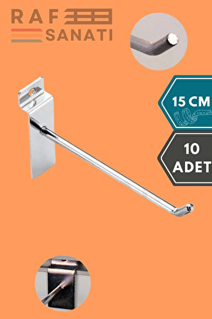 10 Adet Kanallı Pano Kancası 15 cm - Askı Kanca Raf Askısı Raf Aksesuar Tel Askı Raf Kancası