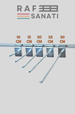 10 Adet Kanallı Pano Kancası 20 cm - Askı Kanca Raf Askısı Raf Aksesuar Tel Askı Raf Kancası