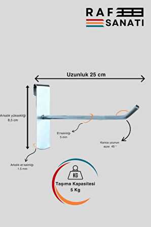 10 Adet Tel Pano Kancası 25 cm - Askı Kanca Raf Askısı Raf Aksesuar Tel Askı Çorap Kancası